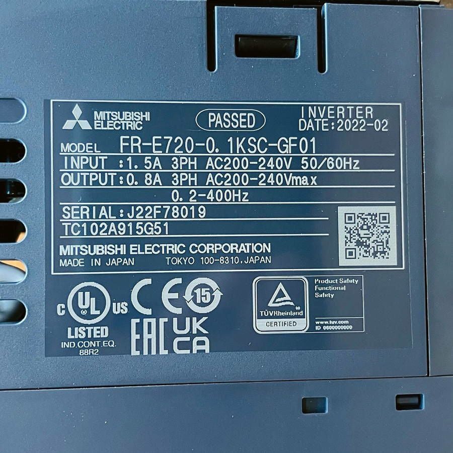 MITSUBISHI ELECTRIC/三菱電機 FR-E720-0.1KSC-GF01 0.1kW インバータ