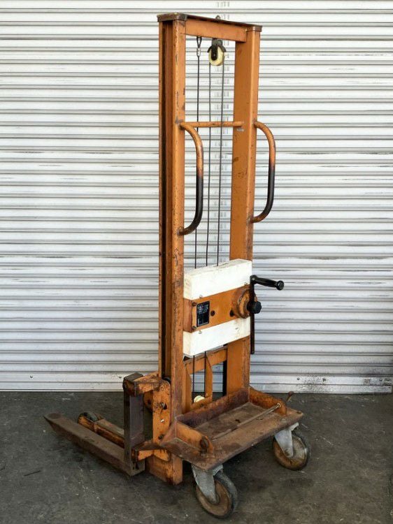 超骨董品　昭和　リフトカウンター 引取限定・大阪吹田】カントー 500kg 1500mm ハンドフォークリフト