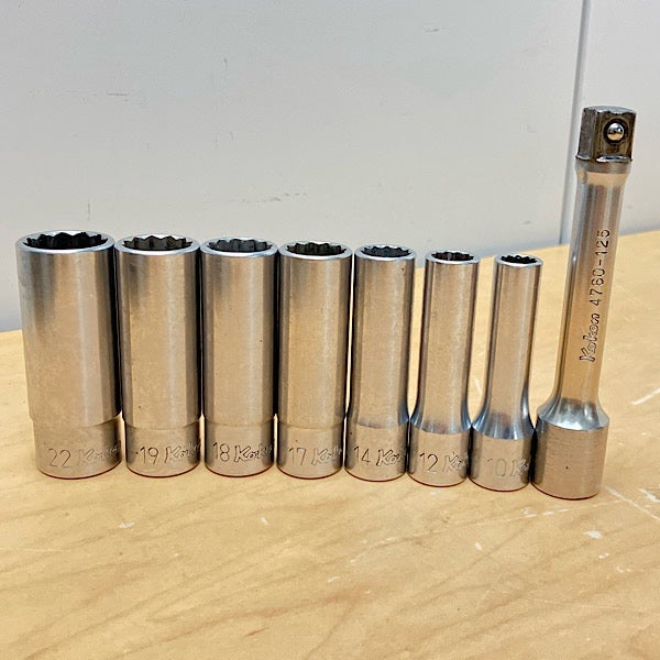 【ジャンク品】コーケントー 本体と部品 Ko-ken/コーケン 1/2sq ロングソケット 7個セット 10-22mm 12角