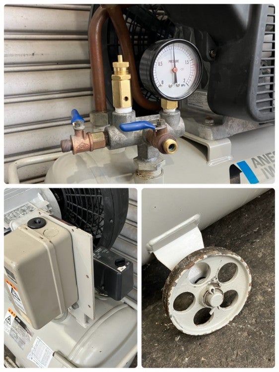 分解整備済み】アネスト岩田 2.2kW 3馬力 給油式レシプロ 