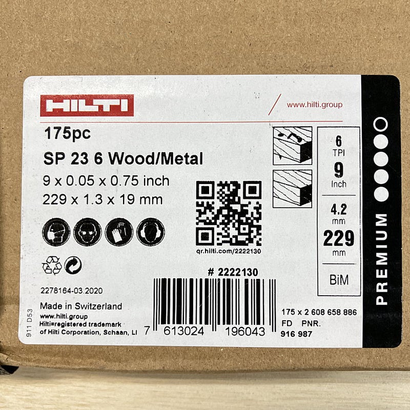 175枚 HILTI/ヒルティ 2222130 SP23 6 Wood Metal レシプロソー 