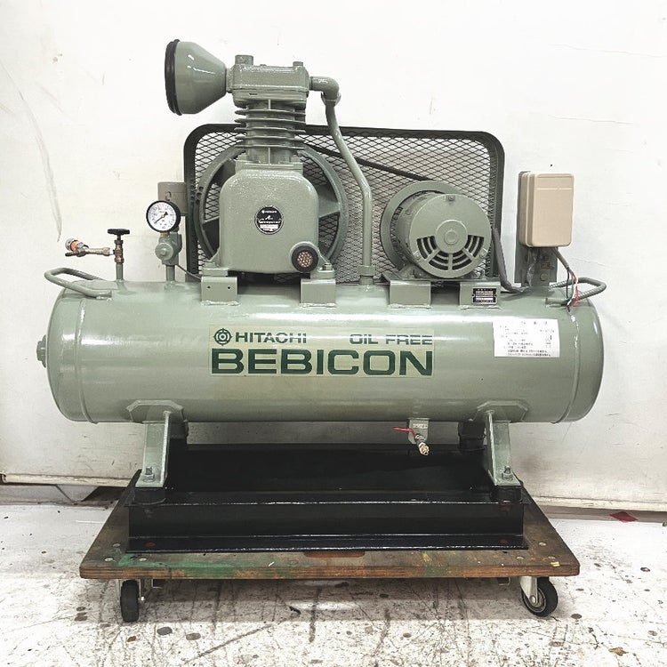 HITACHI 1.5 AIR PUNCH コンプレッサー　通電確認済み HITACHI/日立 1.5OP-8.5T 1.5kW/2馬力 オイルフリーレシプロ