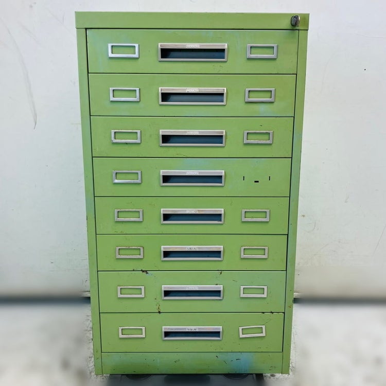 輸入家具　レア品　キャビネット 什器 8段 ツールキャビネット W500×D550×H875 | 機械工具のMugendouネット