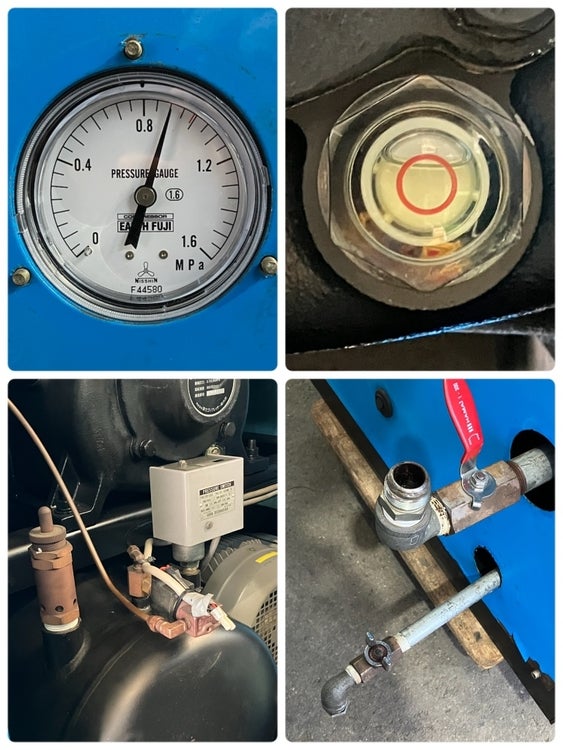 分解整備済み】富士コンプレッサー製作所 7.5kW 10馬力 給油式