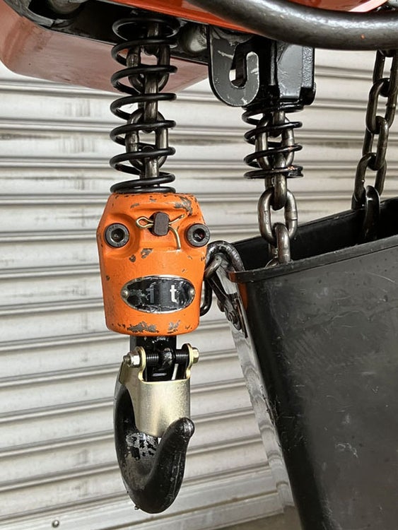 た*助様 新潟　日立 1トン 電動チェーンブロック 吊り上げ機　引取限定 HITACHI/日立産機 1t 3m 電動チェーンブロック 電動トロリ付 1S-1ET2